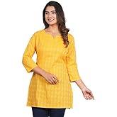 HION HILS Traditional Cotton Print Kurta Office Short Kurti Tops Tunics for Women