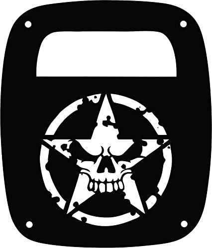 JeepTails D-Day Invasion Star Skullr Design - Jeep TJ Wrangler Tail Lamp Covers - Black - Set of 2