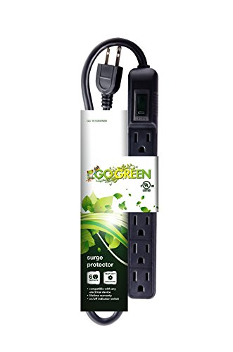 GoGreen Power GG-16103MINBK 6 Outlet Mini Surge Protector, Black