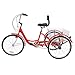H&ZT Single Speed Adult Tricycle Trike Cruiser Bike 3 Wheeled Bicycle w/Large Basket and Maintenance Tools, Men’s Women’s Cruiser Bicycles, 24 Inch Wheel Size Bike Trike (Red, 7-Speed, 24 Inch)thumb 2