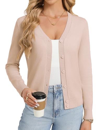 GRACE KARIN Beige Cardigan Sweaters for Women Lightweight Fall Outfits at Amazon