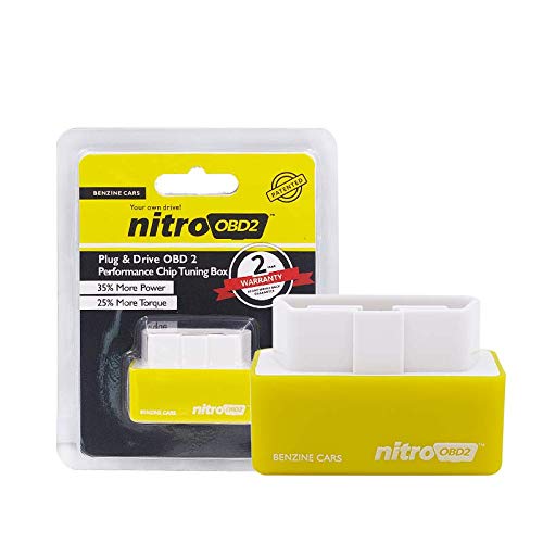 Mashimaro\'s Nitro OBD2 and EcoOBD2 ECU Chip Tuning Box Plug & Driver NitroOBD2 Eco OBD2 for Cars 15% Fuel Save and More Power & Torque (Yellow - Benzine Nitro)