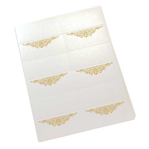 Documents and Designs Paisley Easy Print Place Cards (Select Color/Quantity), Champagne, Gold, Set of 75 (13 Sheets)