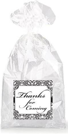 Black Thanks for Coming Cursive Text Party Favor Bags with Ties - 12pack