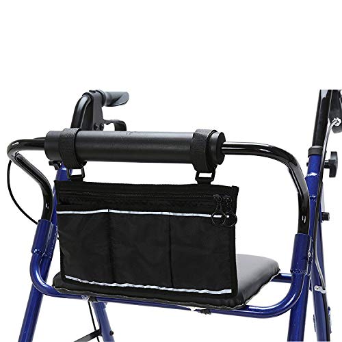 Wheelchair Bag - Accessory Storage Bag for Back/Side of Chair or Armrest Carrying Loose Items & Accessories - Fits Most Scooters Walkers Rollators - Manual Powered or Electric Wheelchairs (Black)