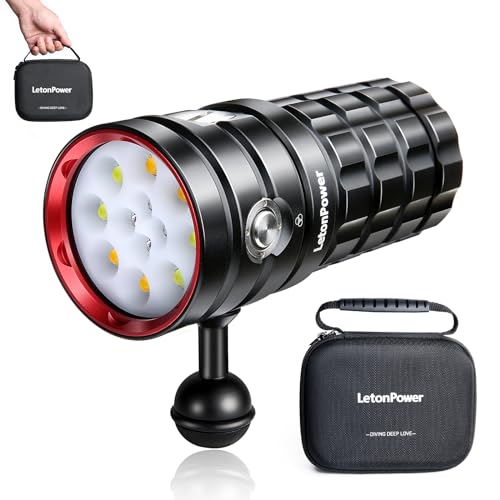 LetonPower Turbo S Pro Diving Lamp 13000 Lumens - Professional Underwater Video Light, with CRI 95, 3000K-6500K, Waterproof 120m, USB-C Charging for Water Sports and Professional Diving
