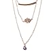 Layered Necklaces Long Chain Hamsa Hand of Fatima Evil Eye Necklaces Pendant for Women Rose Gold