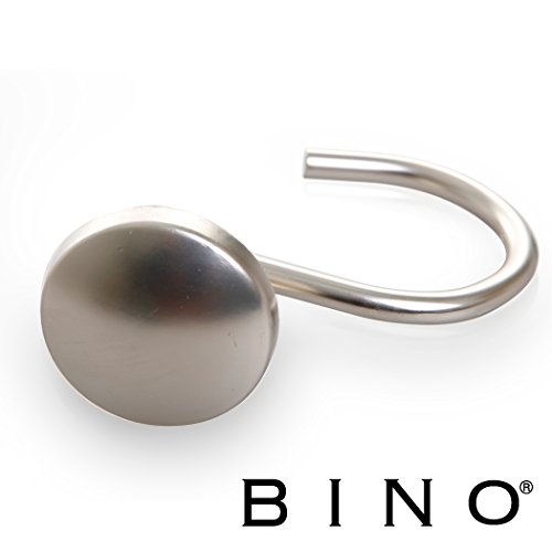 image for BINO Shower Curtain Hooks - Brushed Nickel, Set of 12 Shower Curtain R