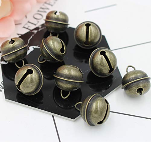 Maydahui 50PCS Vintage Jingle Bell 1 Inches Antique Decorative Tone Copper Bell for Pet Dog Cat Pendants Christmas Tree Crafts Decoration