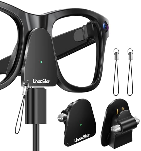 Charging Adapter for Meta Gen 1 & 2 Smart Glasses, USB-C Portable Charging Connector for Wayfarer, Headliner, Skyler & Oakley Meta HSTN, with LED Indicator [Black - 2 Pack]