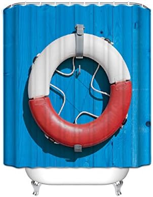 Blue board summer like Swim ring Bathroom Accessories with hooks 60X72 inches