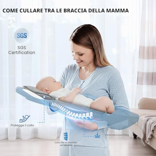 Ixdregan APP Operation Baby Bouncer, 5-Point Harness Improved Electric Baby Swing with 3 Timers, 5 Speed Swing, 10 Musics, Baby Bouncer, Bluetooth Soft Padded 0-9 kg