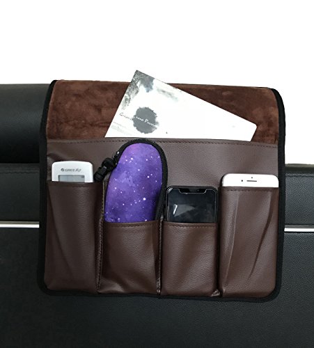 Wanty Velvet Sofa Couch Chair Armrest Soft Caddy Organizer Holder for Remote Control, Cell Phone, Book, Pencil (Brown) - Thumbnail 5