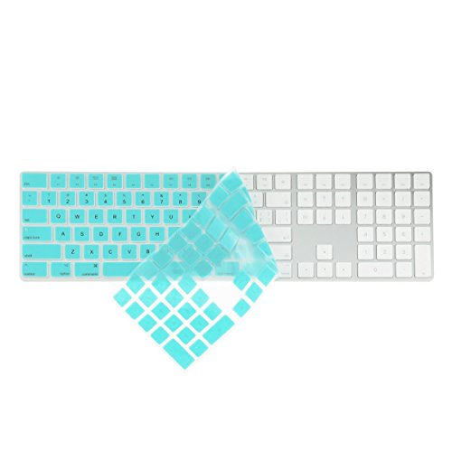 TOP CASE - Ultra Thin Silicone Soft Keyboard Cover Skin Compatible with Apple Magic Keyboard with Numeric Keypad Model: MQ052LL/A A1843 (US Layout, 2017 Released) - Aqua Blue