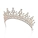 SWEETV Royal Wedding Crown Crystal Tiara for Women Bridal Headpiece Pageant Hair Jewelry, Rose Gold+Clear
