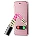 AMASELL Wallet Case for iPhone 6 Plus and iPhone 6s Plus, Luxury Electroplate Flip Leather and Clear View Window Mirror Case Cover for iPhone 5.5 inches, Rose Gold