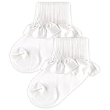 2-Pack Satin Ruffle Baby Socks, White, 6-12 months