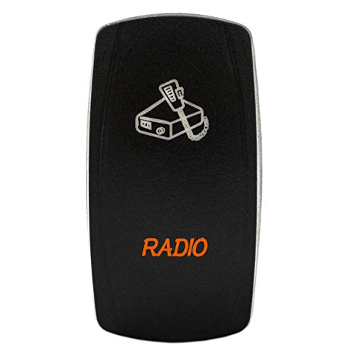 STVMotorsports 5 Pin Laser Automotive Rocker Switches On/Off LED Light 12V 20A - Interior Accessories for Car, Truck, UTV, ATV, Utility and Off-Road Vehicles (Radio, Orange)