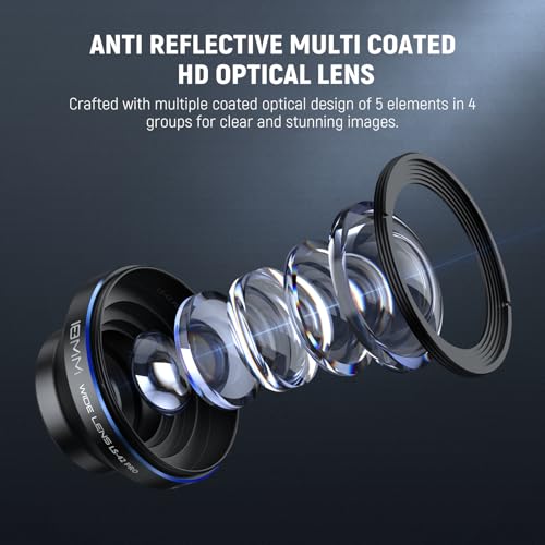 NEEWER 18mm 100° Wide Angle Lens 0.5X Magnification with 17mm Thread Phone Lens Clip & 67mm Filter Adapter Ring, Also for Phone Cage/Phone Case/Phone Clamp/Backplate, LS-42 PRO