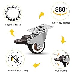 Molen 1.5" Low Profile Casters Wheels Soft Rubber