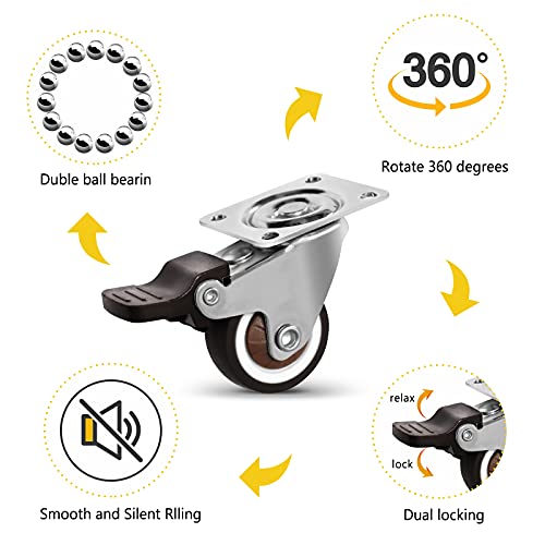 Molen 1.5" Low Profile Casters Wheels Soft Rubber