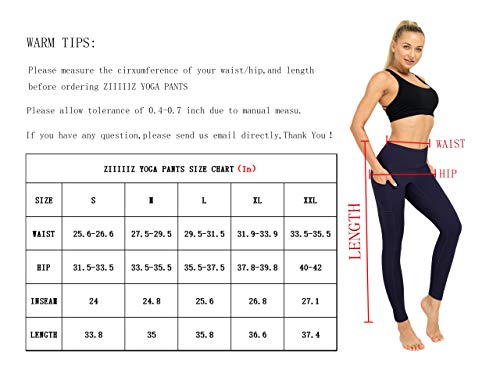 ZIIIIIZ High Waist Yoga Pants for Women Tummy Control Workout Athletic Compression Leggings with Pockets for Women(Navy-M)