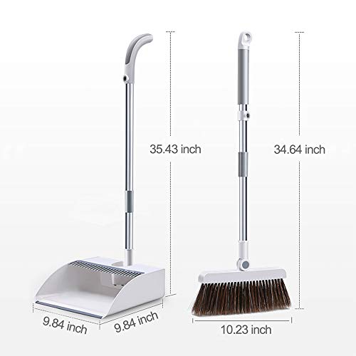 Lonffery Broom and Dustpan Set, Magnetic Suction Upright Stand Up Sweep Set for Home Kitchen Room Office Lobby Floor Use