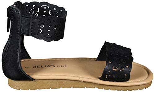 dELiA*s Girls Gladiator Style Sandals with Metallic Perforated Butterfly Details, Black, Size 5 M US Toddler' - Thumbnail 3