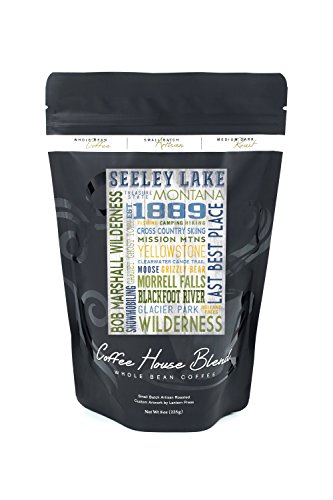 Seeley Lake, Montana - Typography (8oz Whole Bean Small Batch Artisan Coffee - Bold & Strong Medium Dark Roast w/ Artwork)