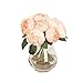 DOINSHOP Artificial Peony Silk Flower Leaf Home Wedding Party Décor 1 Bouquet 6 Heads (Pink)