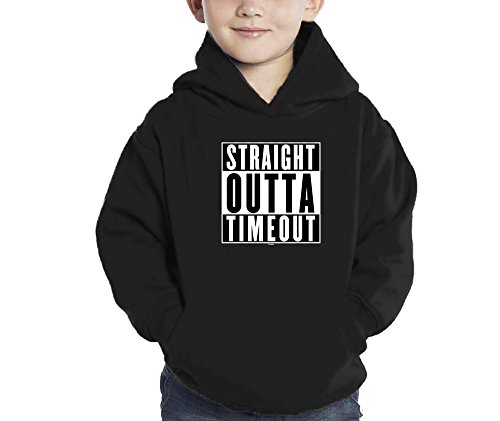 Toddler Little Boy Straight Outta Timeout Hoodie Sweatshirt (4T, BLACK)