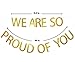 We are So Proud of You Gold Glitter Banner Graduation Sign Photo Props Graduate Party Decorations High School Graduation College Grad Decor(Gold)