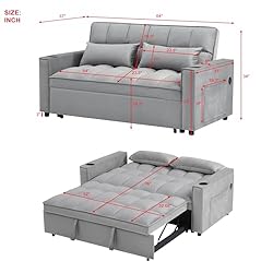 3-in-1 Large Futon Loveseat with Pull Out Sleeper