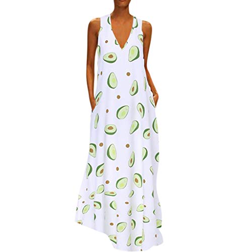 Witspace Women Bohemian Feather Print Sleeveless O-Neck Summer Plus Size Maxi Dress - Thumbnail 6