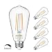 Dimmable Vintage LED Edison Bulbs 60 Watt Equivalent, Eye Protection Led Bulb with 95+ CRI, Warm White 2700K, ST58 Antique LED Filament Bulbs, E26 Medium Base, Pack of 4