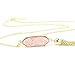 14K Gold Tone Long Pink Necklaces for Woman Faux Druzy Pendant Necklaces Tassel Fringe Jewelry Gift for Her