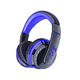 Wireless Bluetooth Headsets, Bodecin Skin Friendly Leather 3D Sound Sport Bluetooth 4.0 Headphones for iPhone/iPad/Android Build in Mic Support TF Card with USB Charging Cable(Black+Blue-MX666)