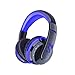 Wireless Bluetooth Headsets, Bodecin Skin Friendly Leather 3D Sound Sport Bluetooth 4.0 Headphones for iPhone/iPad/Android Build in Mic Support TF Card with USB Charging Cable(Black+Blue-MX666)