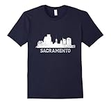 Mens Sacramento, California Vintage Skyline T-Shirt Medium Navy