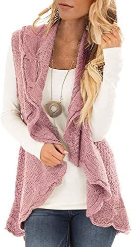 YONYWA Womens Sleeveless Cardigan Sweaters Plus Size Drape Open Front Knit Vest Coats Jackets