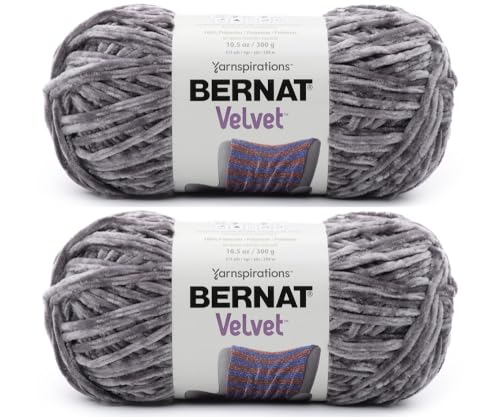 Bernat Velvet Vapor Gray Yarn - 2 Pack of 300g/10.5oz - Polyester - 5 Bulky - 315 Yards - Knitting/Crochet