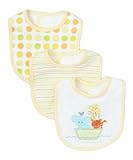SpaSilk Unisex-baby Newborn 3 Pack Ark Teething Bib, Yellow, One Size