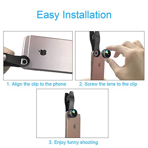 Phone Camera Lens, 5 in 1 Cell Phone Camera Lens 0.5x Wide Angle Lens+15x Macro Lenses +230° Fisheye Lens +CPL +Star Lens Compatible for iPhone x 8 7 6 6s plus Samsung Huawei Android Smartphone