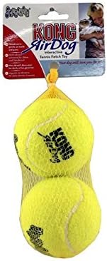 KONG SqueakAir Balls (x2) for large dogs, Yellow, L (Pack of 2)
