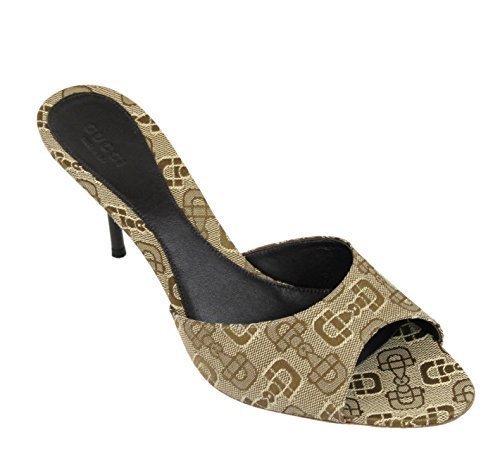 Gucci Women s Canvas Horsebit Print Slides Sandals 295093 (6.5 US / 36.5 IT, Beige)