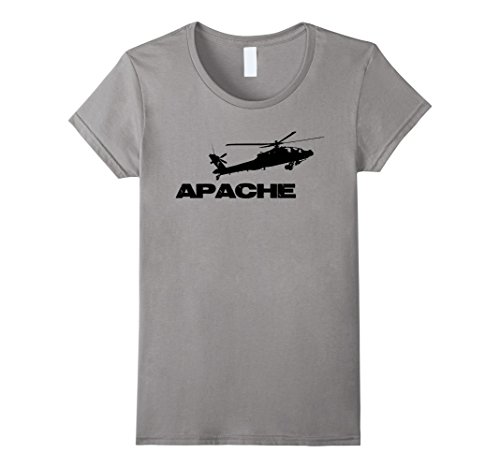 Womens Apache Helicopter Tshirt Small Slate