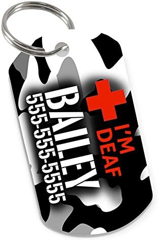 I'm Deaf Alert Dog Tag for Deaf Dogs with Personalized Pets Name &amp; Contact Number [Multiple Font Choices] [USA COMPANY]