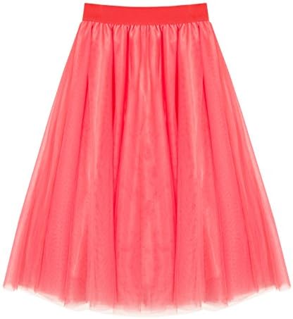 promdressesol Women's A Line Knee Length Tutu Tulle Prom Party Dance Skirt (S-M, Watermelon Red)