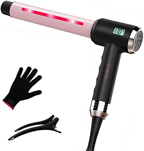 Infrared Curling Iron Wand 1 inch Professional Curling wands with Ceramic Bar Dual Voltage, Hair Curler Waver Maker for All Hair Types with Heat Resistant Glove and Hair Clips