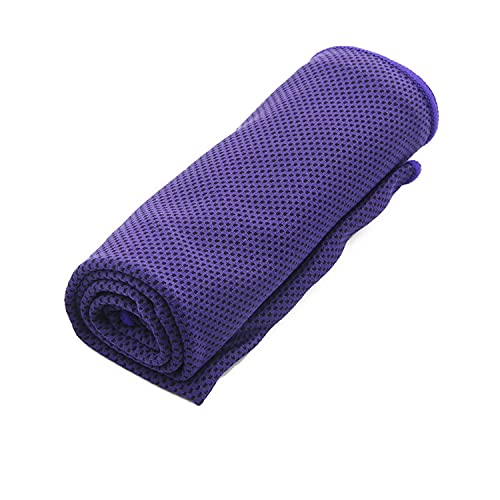 Q4U Cooling Towel, Ice Towel, Microfiber Towel 100 x 30 cm,Quick Dry Fitness Towel for Instant Relief,Use as Cooling Neck Headband Bandana Scarf pack of 2 (Purple)